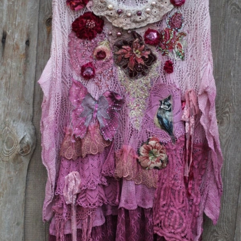 Elegant Pink Floral Women's Poncho